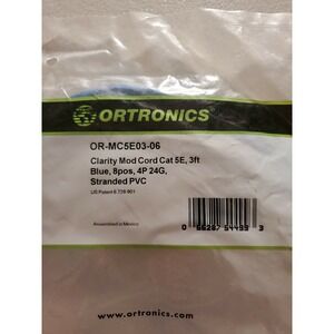 Ortronics Cord OR-MC5E03-06  MOD, Clarity, 5e 3 feet Blue 4P 24G ST PVC New